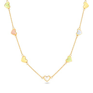 Multi Pastel Mini Hearts Necklace (Gold)