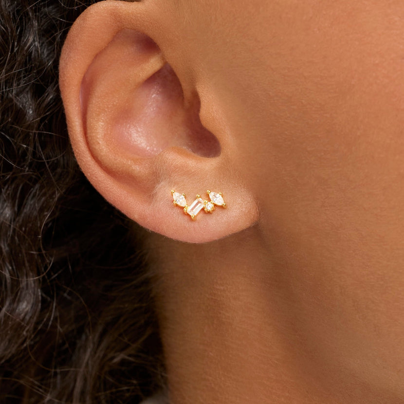 Pavé Climber Earrings (Gold)