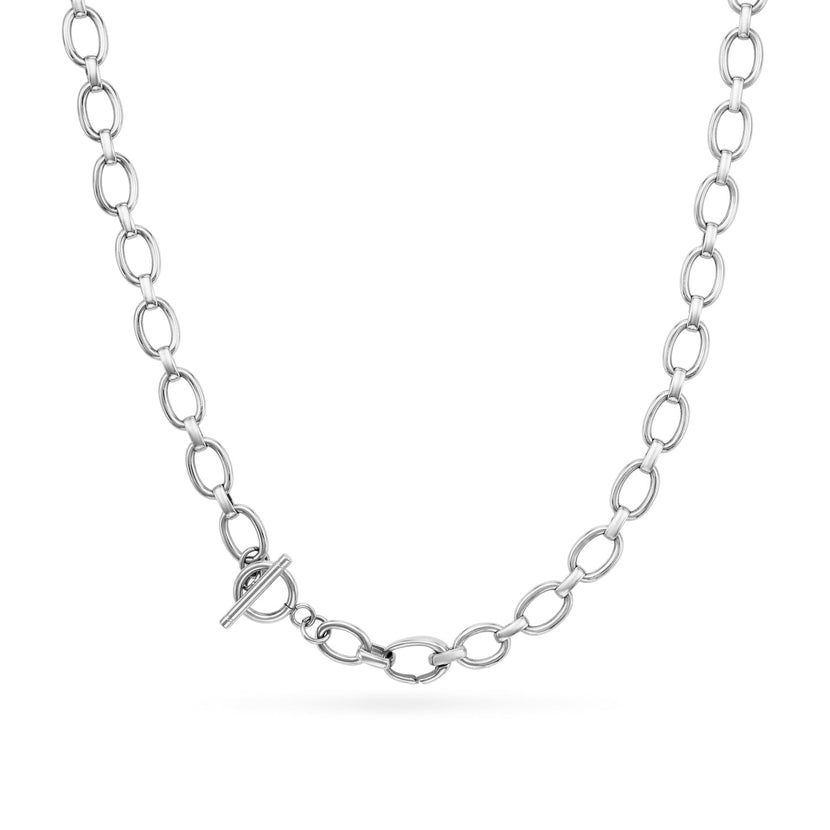Oval Link Chain Necklace (Silver)