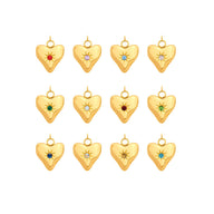 Molten Heart Birthstone Charm (Gold)