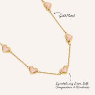 Multi Pale Pink Opal Mini Hearts Necklace (Gold)