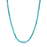 Blue Apatite Beaded Necklace (Gold)