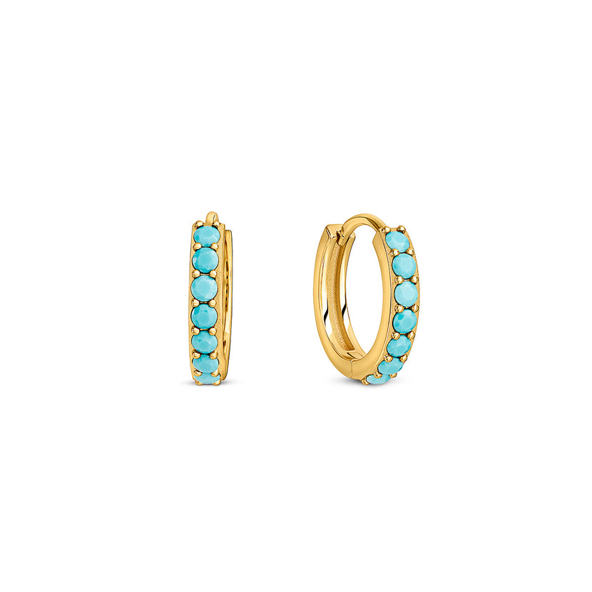 Turquoise Huggie Hoops (Gold)
