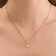 Pale Pink Opal Cushion Necklace (Gold)
