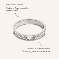Pavé Crystal Heart Ring (Silver)