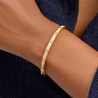 Mini Pavé Crystal Heart Bangle (Gold)