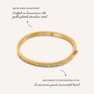 Mini Pavé Crystal Heart Bangle (Gold)