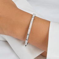 Mini Pavé Crystal Heart Bangle (Silver)