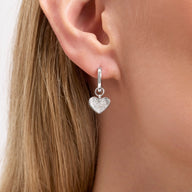 Pavé Heart Huggie Earrings (Silver)