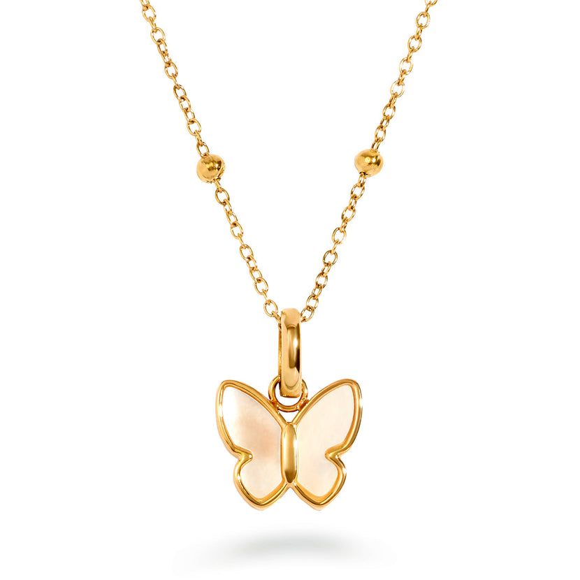 Pearl Butterfly Necklace (Gold)