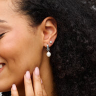 Pearl Drop Huggie Earring Set (Silver)