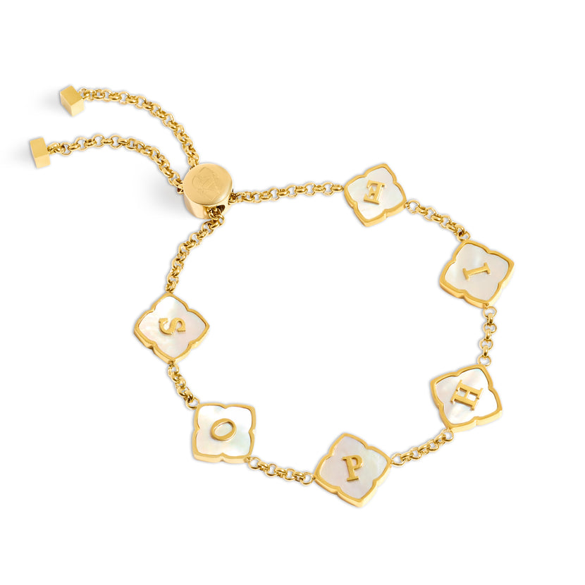 Clover Custom Name Bracelet (Gold)
