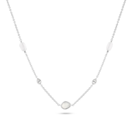 Modern Elegance Quartz & Pearl Necklace (Silver)