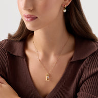 Personalised Initial & Droplet Birthstone Necklace (Gold)