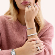 Polka Dot Crystal Bangle (Silver)