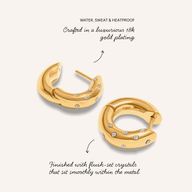 Polka Dot Crystal Hoop Earrings (Gold)