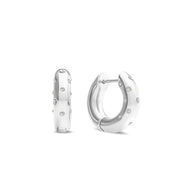 Polka Dot Crystal Hoop Earrings (Silver)