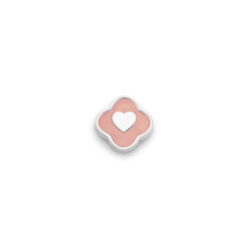 Rose Quartz Clover Charms (Silver) - Plain