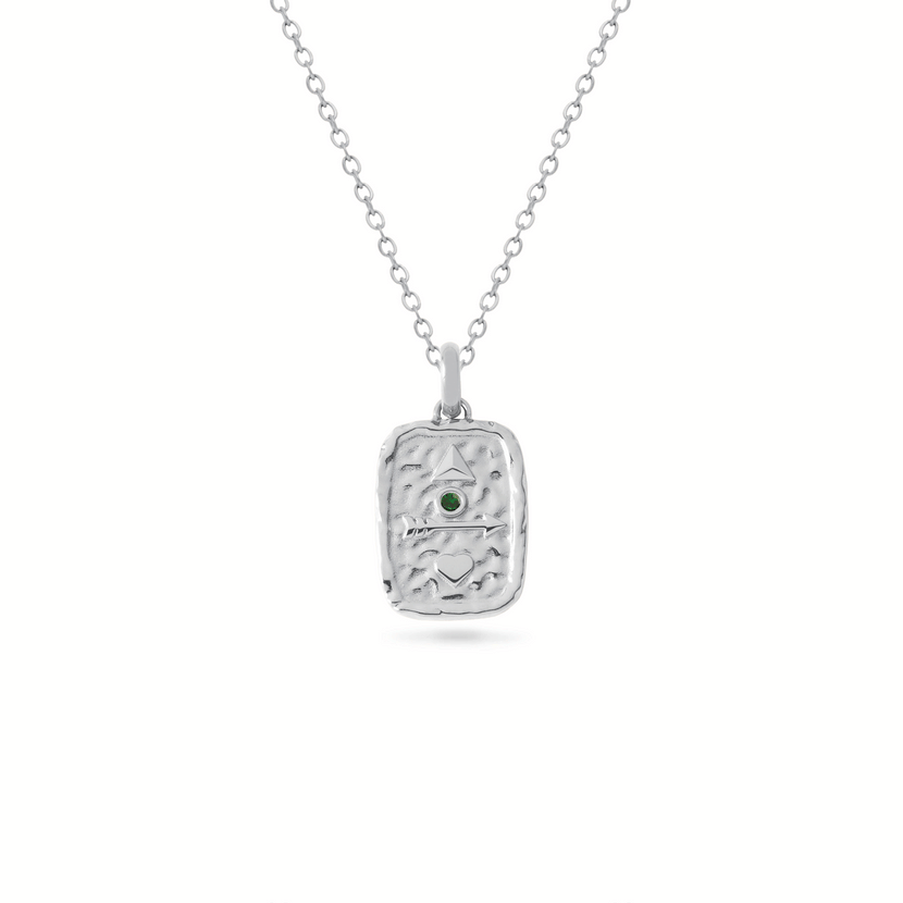 Talisman Token Birthstone Necklace (Silver)