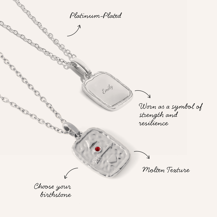 Talisman Token Birthstone Necklace (Silver)