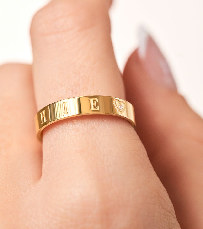 Custom Stamped Name Ring (Gold)