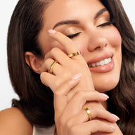 Birthstone Signet Custom Name Ring (Gold)