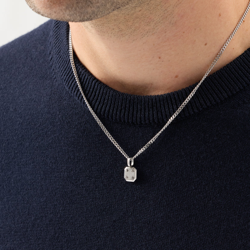 Men's Rivet Pendant Necklace (Silver)