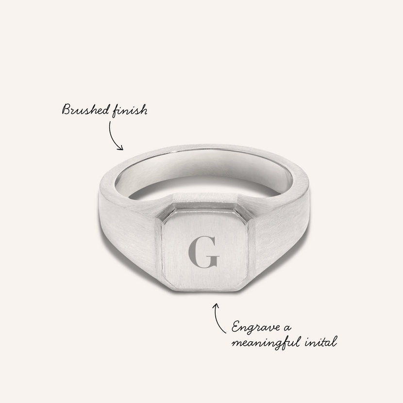 Men's Squared Signet Ring (Silver)