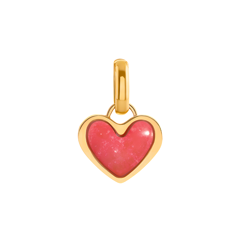 Fuchsia Quartz Heart Pendant (Gold)