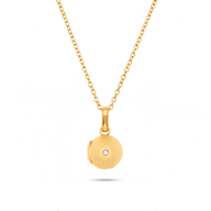 Round Double Photo Locket Necklace (Gold)