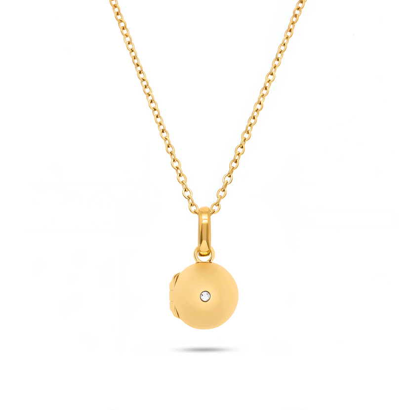 Round Double Photo Locket Necklace (Gold)