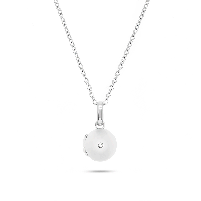 Round Double Photo Locket Necklace (Silver)