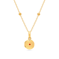 Round Photo Locket Sphere Necklace (Gold)