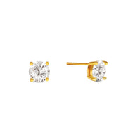 Round Solitaire Stud Earrings 1ct (Gold)