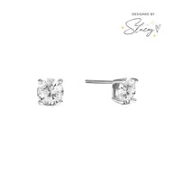 Round Solitaire Stud Earrings 1ct (Silver)