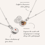Round Photo Locket Sphere Necklace (Silver)