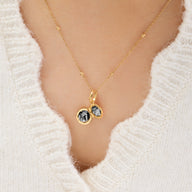 Round Double Photo Locket Necklace (Gold)