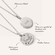 Talisman Flaming Heart Birthstone Necklace (Silver)