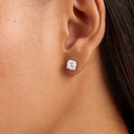 Round Solitaire Stud Earrings 1ct (Silver)