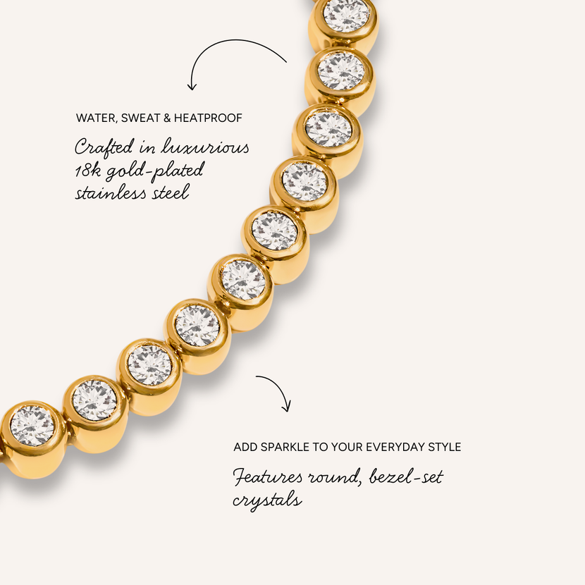 Bezel Set Tennis Bracelet (Gold)