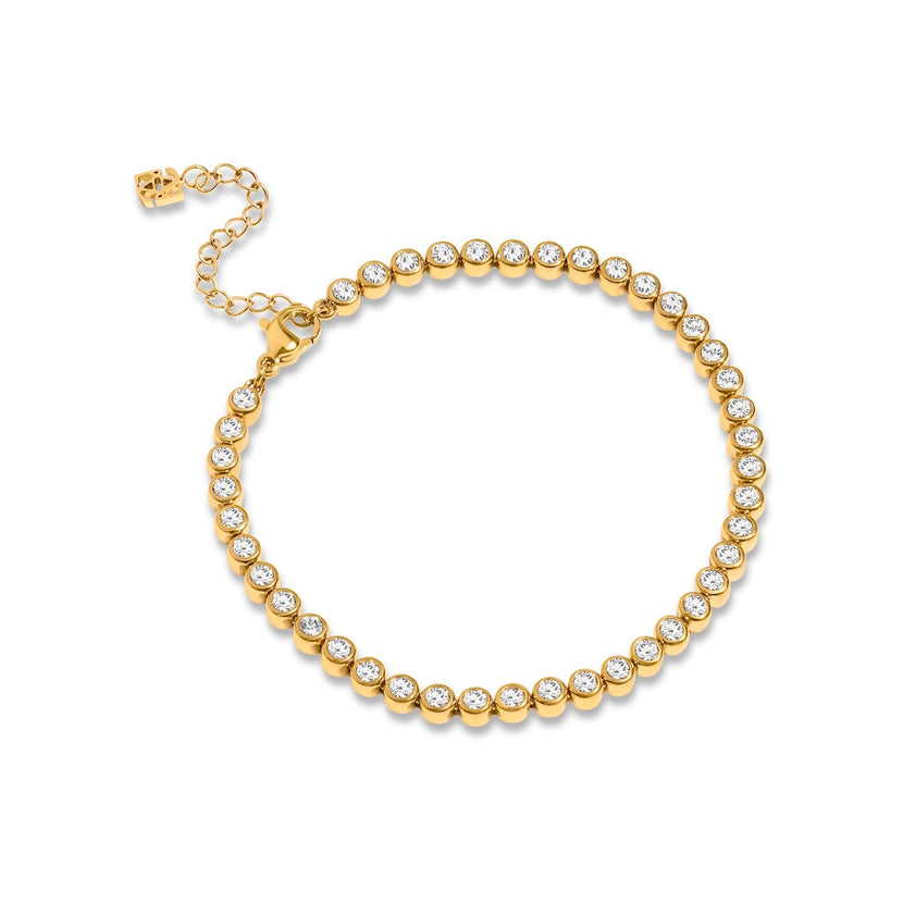 Bezel Set Tennis Bracelet (Gold)