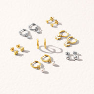 Fine Molten Mother of Pearl Butterfly Huggie Earrings (Gold)