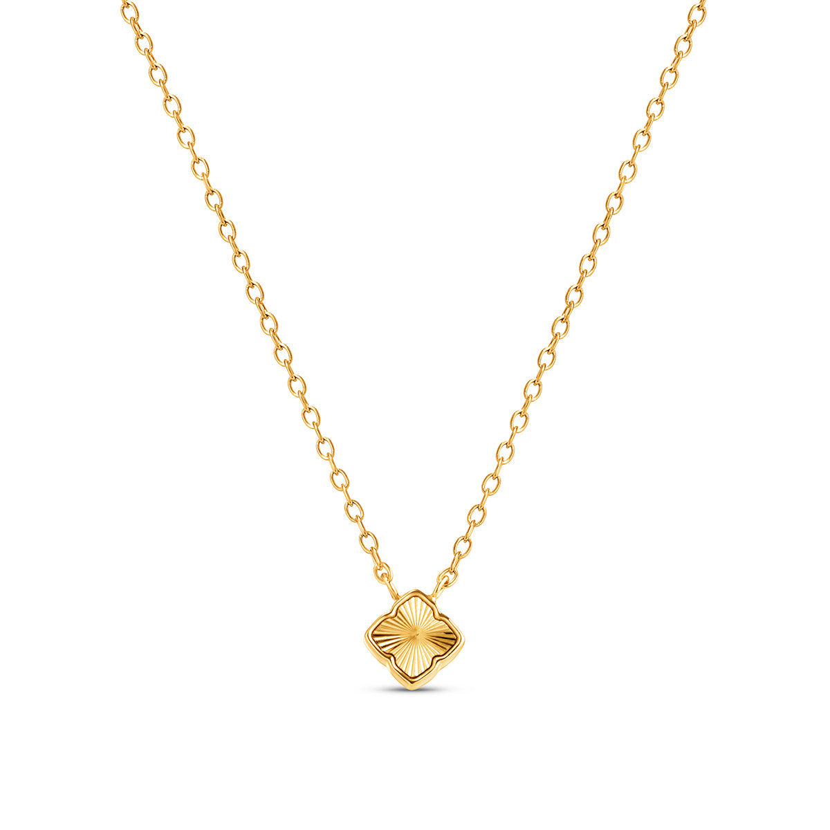 Fine Mini Fluted Clover Necklace (Gold) - Main Image