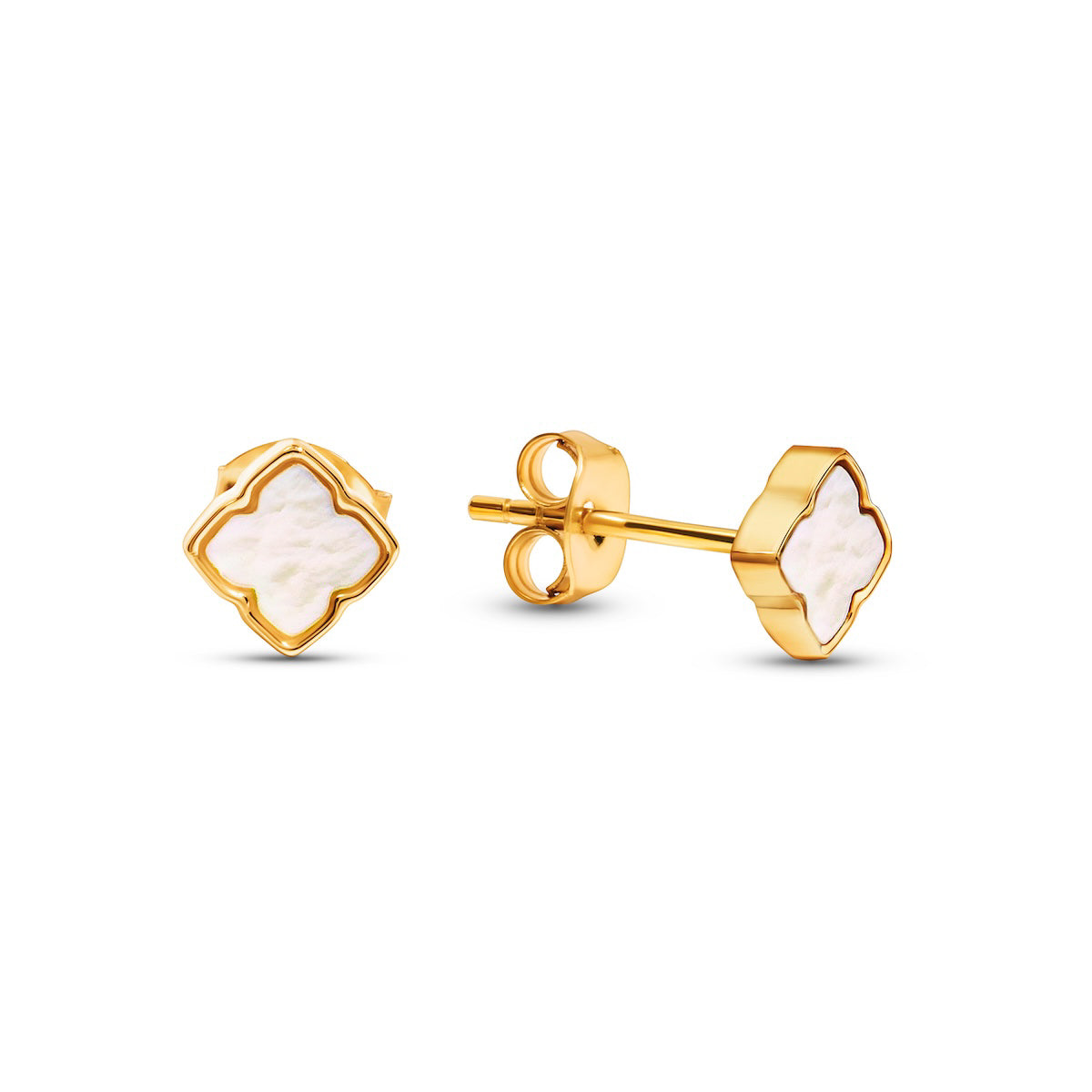 Fine Mini Pearl Clover Studs (Gold)
