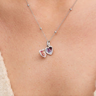 Heart Double Photo Locket Necklace (Silver)