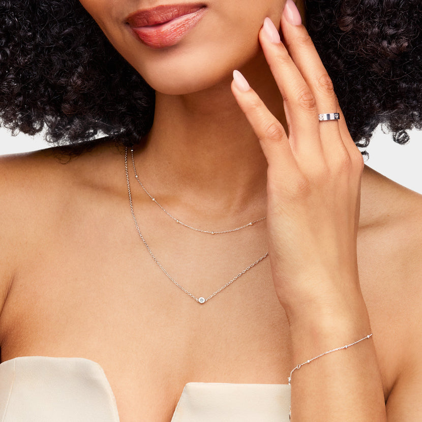 Fine Sphere Chain Necklace (Silver)