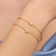 Initial & Pearl Bracelet Set (Gold)