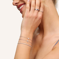 Initial & Pearl Bracelet Set (Silver)