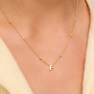 Steiff Teddy Bear & Initial Necklace Bundle (Gold)