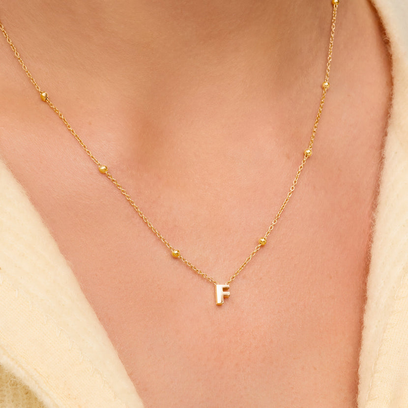 Steiff Teddy Bear & Initial Necklace Bundle (Gold)